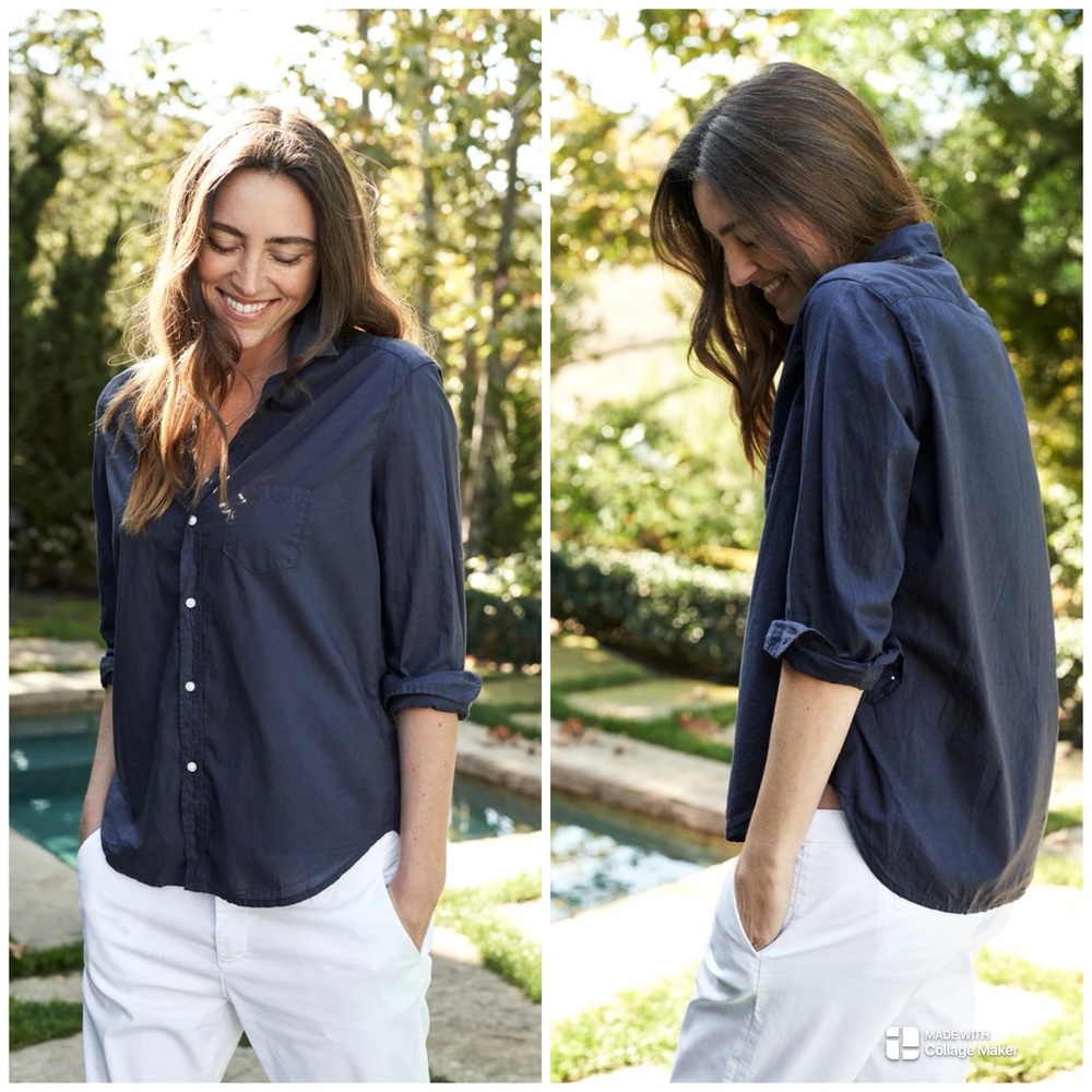 Frank & Eileen The Eileen Relaxed Button-Up Shirt Small Navy Blue